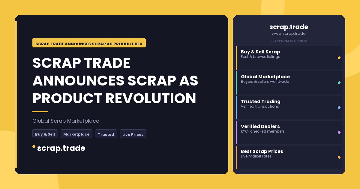 SCRAP TRADE ANNOUNCES SCRAP AS PRODUCT REVOLUTION - SCRAP TRADE ANNOUNCES SCRAP AS PRODUCT REVOLUTION