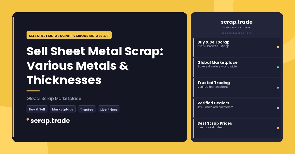 Sell Sheet Metal Scrap: Various Metals & Thicknesses - Sell Sheet Metal Scrap: Various Metals & Thicknesses